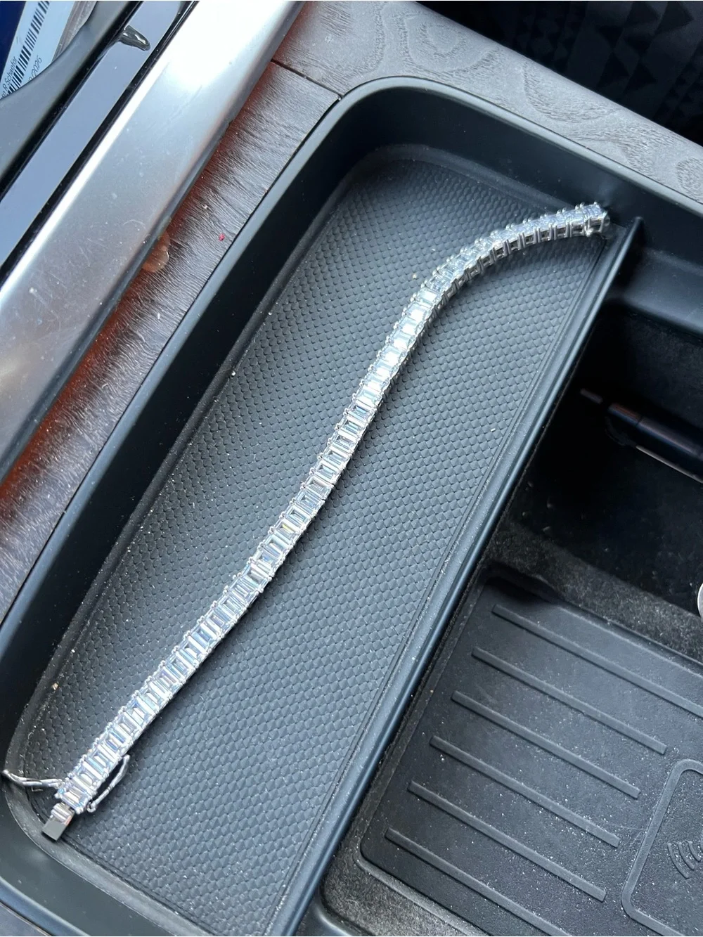 Men's Silver Tennis Bracelet with Baguette Stones